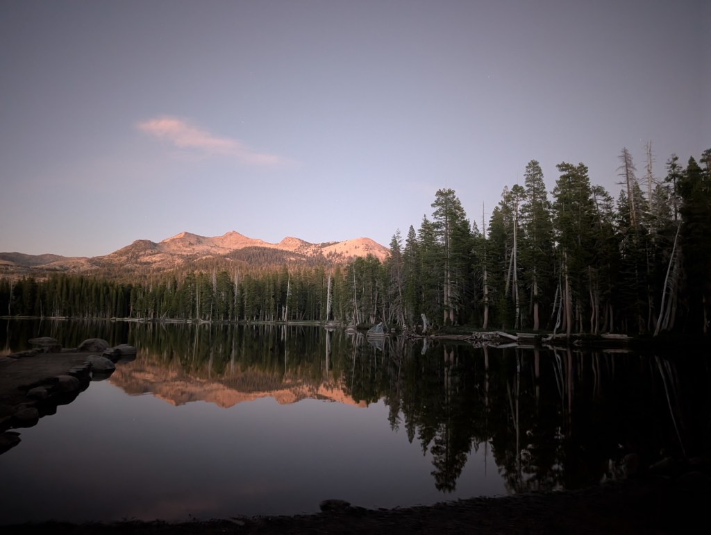 Photo of Wright Lake in california at sunset