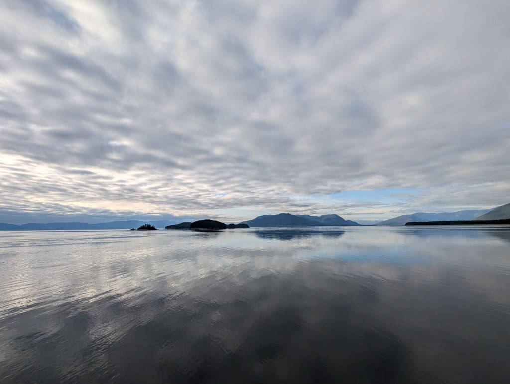 Glacier Bay, Alaska as sunset approaches