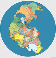 A colored map of Pangaea, showing continental outlines and labels for various regions, depicting the supercontinent's arrangement.